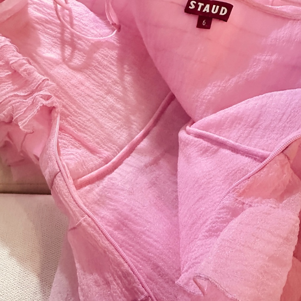 STAUD Tiered Ruffle Halter Minidress